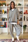 The Sunday Morning Stripe V Slouch Sweatshirt Greys Melange